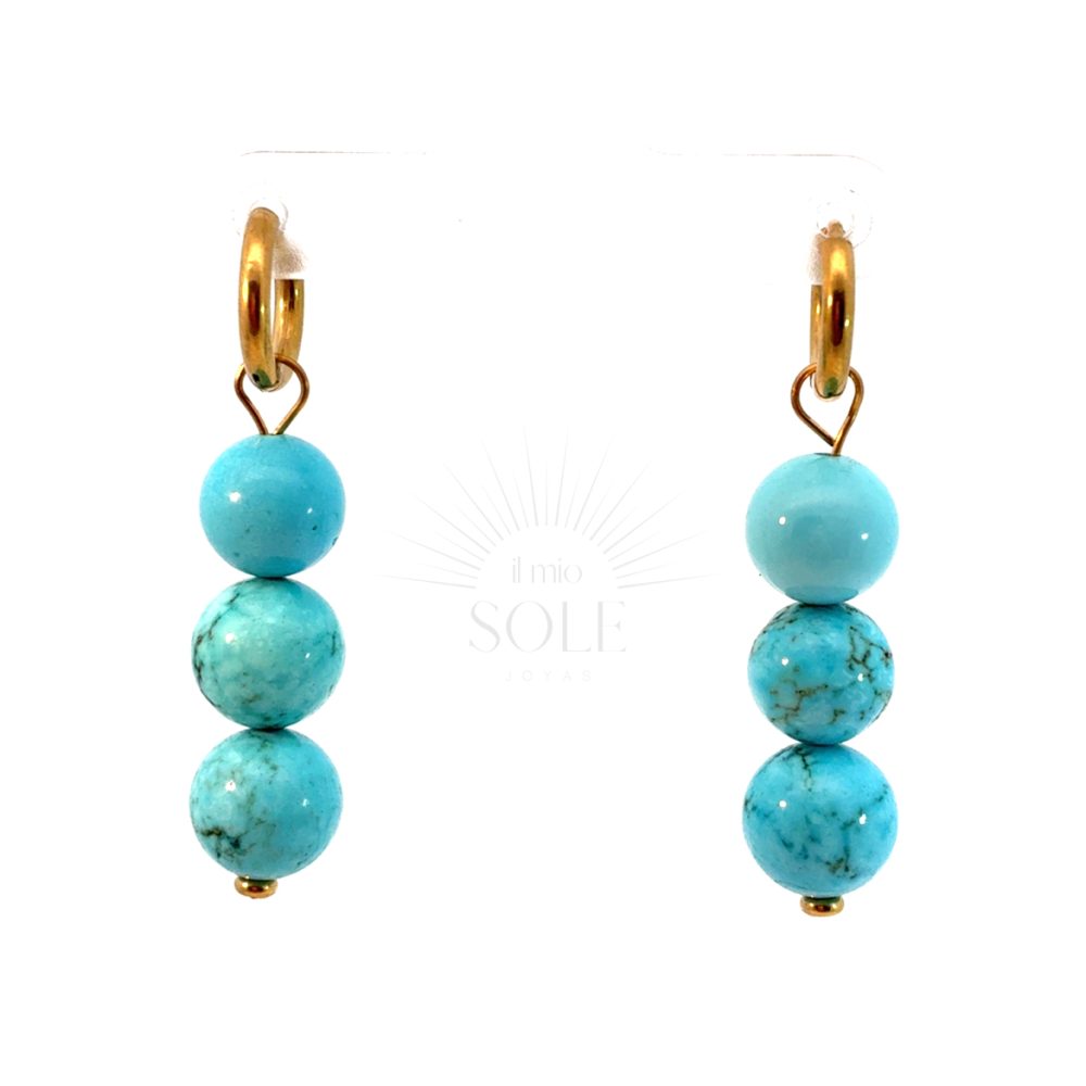 Pendientes Perla Triple Azul Turquesa